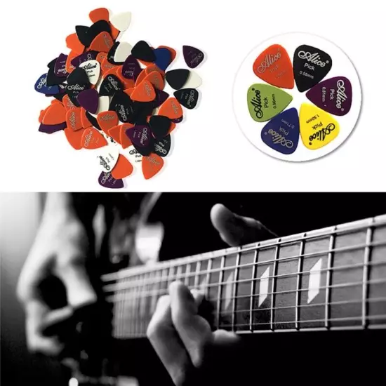 100 x Guitar Picks Acoustic Electric Plectrums 0.58/0.71/0.81/0.96/1.2/1.5 W Box