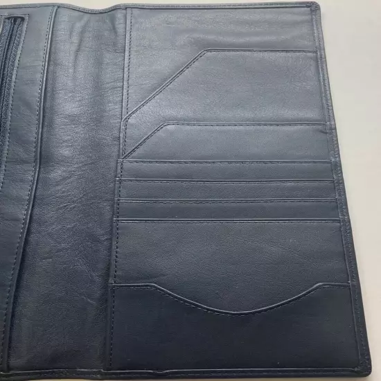 Seabourn Cruise Leather Travel Wallet Navy Passport Document Zipper Card Slot