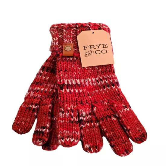 Frye and Co. Chunky Knit Cold Weather Gloves Multicolor Marled Red NWT