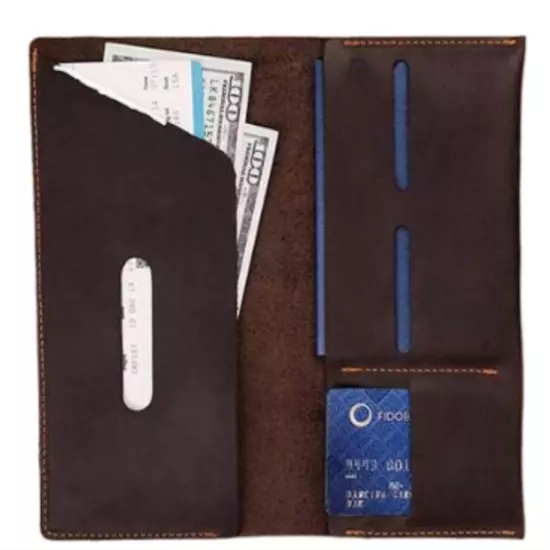 personalize passport bag ID card wallet purse Ticket pocket Bifold Leather MY1