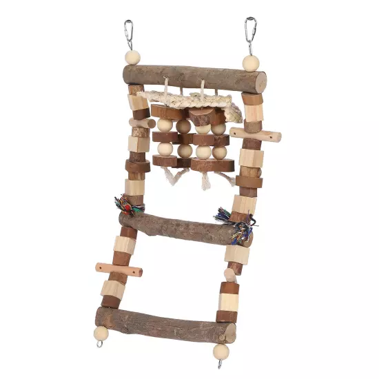 Bird Ladder Bridge Swing Chewing Toys Natural Logs Cage Accessories F AD5