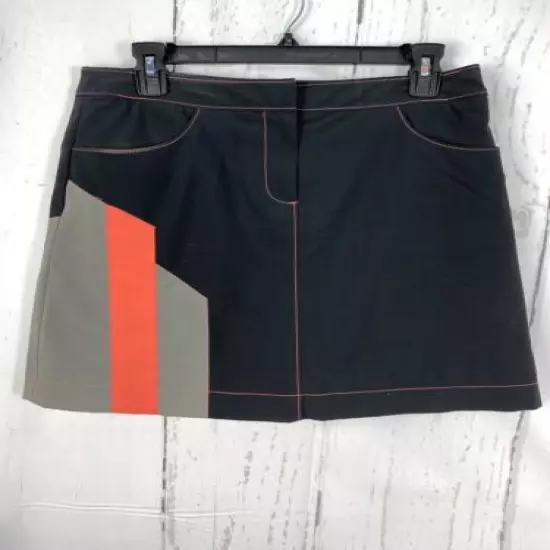 CUTTER & BUCK ANNIKA 8 / 38 Black Gray Orange Color Block Stretch Skort