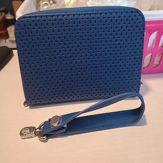 Thirty One 31 All About the Benjamins Daring Cobalt Petal Punch Wallet Wristlet