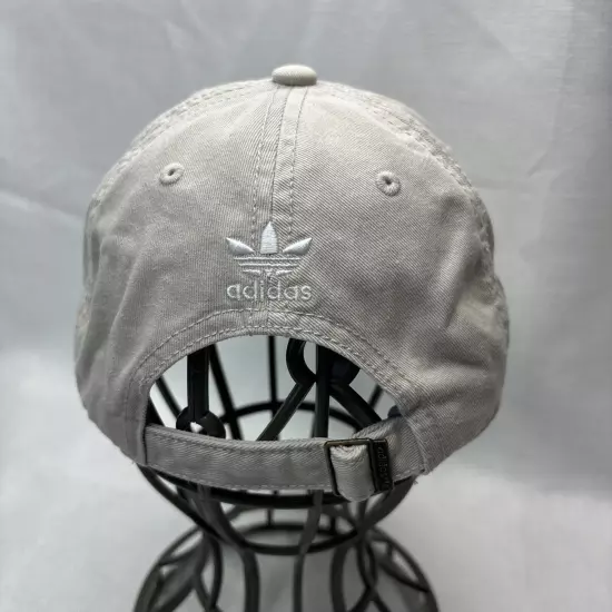 Adidas Dad Hat Beige Cap Strap Back Cotton Adjustable Trefoil Logo Curved Brim