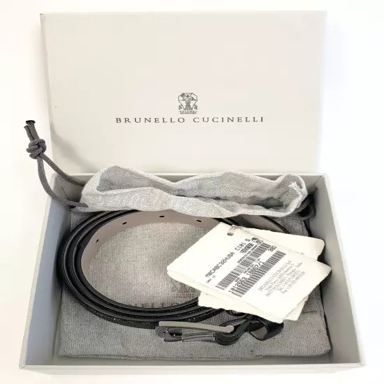 Brunello Cucinelli Women's Monili Trim Beaded Leather Belt Black Size S - Italy