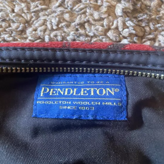 Pendleton Wool Leather Trim Aztec Southwest Make Up Unisex Toiletry Man Bag