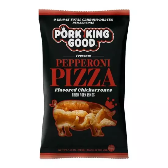 Pork King Good Pepperoni PIzza Pork Rinds 4 Pack 1.75oz Bags Keto QVC David Fave