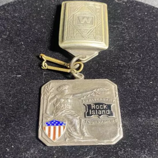 ANTIQUE 1925 Kansas City Wyllie Rock island Tournament 2nd Sterling Medal Golf