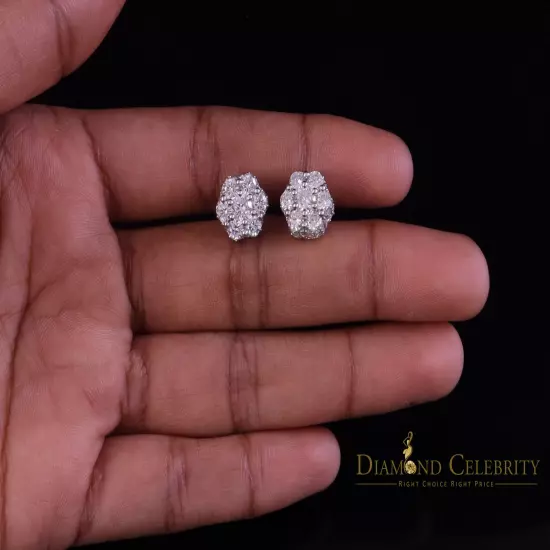 2.00ct Cubic Zirconia 925 White Silver Sterling Hip Hop Floral Women's Earrings