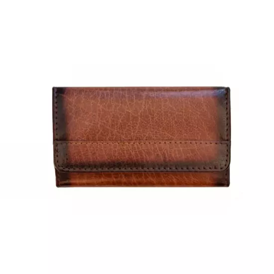 PrimeHide Carlton Leather 6 Hook Key Case Wallet - Brown