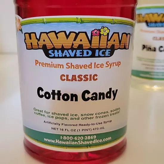 Hawaiian Shaved Ice Syrup Banana Piña Colada Cotton Candy 16 Oz. 3 Bottles