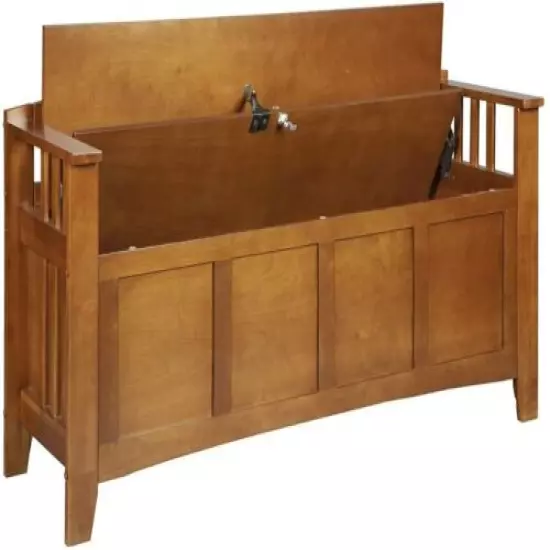 Heavy Duty Wood 5 Gun Solid Storage Bench Locking Chest Concealment Compartment