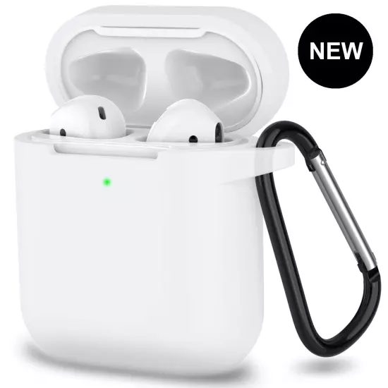 For Apple AirPods Case 1/2 Silicone Protector Shockproof Full Cover + Keychain