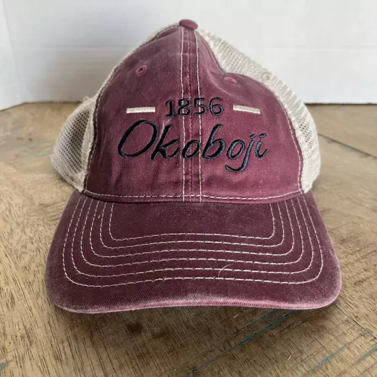 Okoboji Hat Red Jacobson Hat Adjustable Adult Size Red Hat Baseball Cap