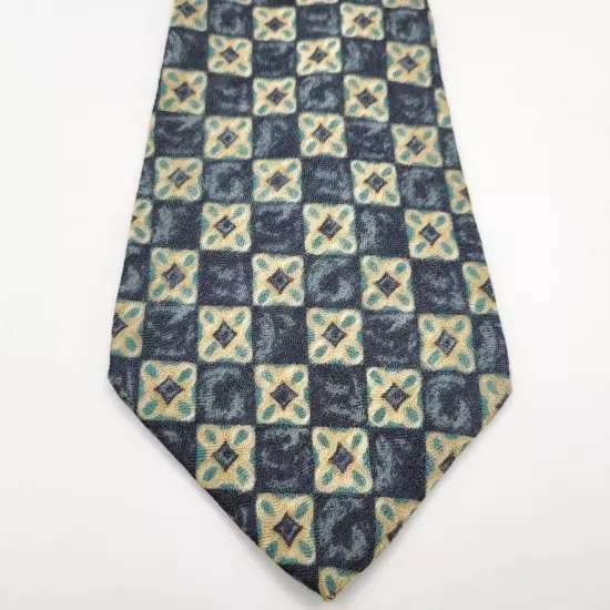 GAP Old Fashioned Style Pattern Geometric Blue Light Gold Silk Business Necktie