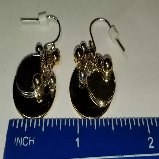 Silvertone and Goldtone Earrings with Dangling Balls. 