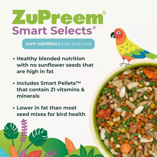 Smart Selects Bird Food for Parrots & Conures, 4 lb - Everyday Feeding for Caiq