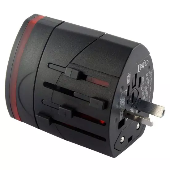 World Wide Travel Adapter UK EU AU US Universal Multi Plugs Charger 2 USB Ports