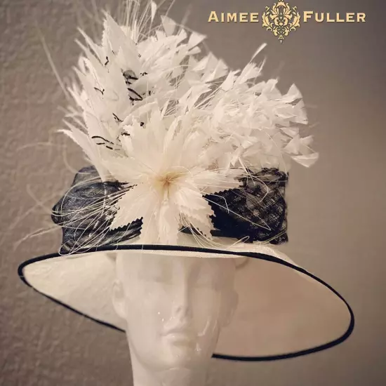 Aimee Fuller Black White Kentucky Derby Hat Big Del Mar Races Royal Ascot Hat