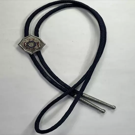 Vintage VFW Veterans of Foreign Wars Bolo Tie - Blue, Nylon, Meal Clip