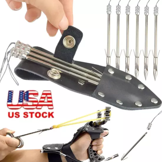 6X Fishing Shooting Darts Arrowhead Quiver Slingshot Catapult Archery Bowfishing