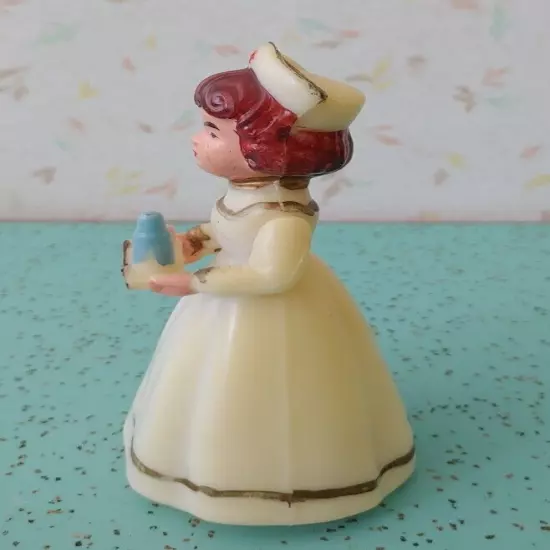 Vintage Nurse Cake Topper Health Care Worker 4" Tall Plastic Moving Arms