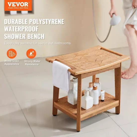 VEVOR Poly Lumber Shower Bench 21 x 14 x 18.5 in Shower Stool Chair for Bathroo