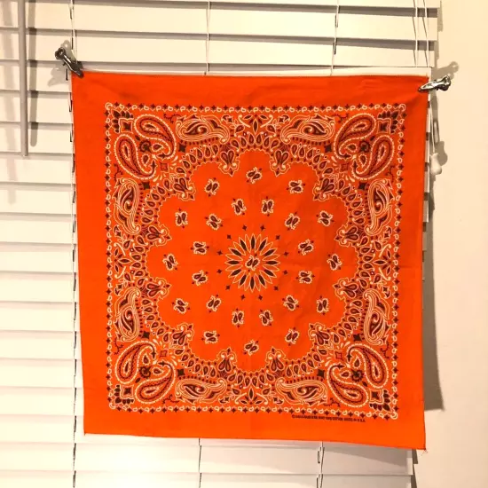 Vintage Hav a Hank Bandana Scarf Orange Black Paisley Greaser RN15187 USA made