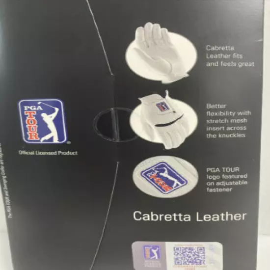 New PGA Tour Golf MLH SwingSoft Leather Glove Cadet Medium Bright White MSRP:$24