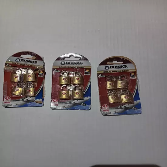 Brinks Luggage Locks 20mm Solid Brass Body 161-20471 Pick Resistant 4 Pack X 3