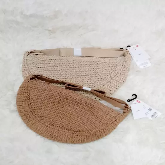 Uniqlo, Round Mini Crochet bag NATURAL / BEIGE Brand New From Japan