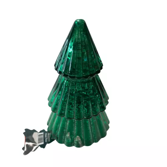 Christmas Mercury Pleated Glass Tabletop Light Up Tree Figurine Table Lamp Decor