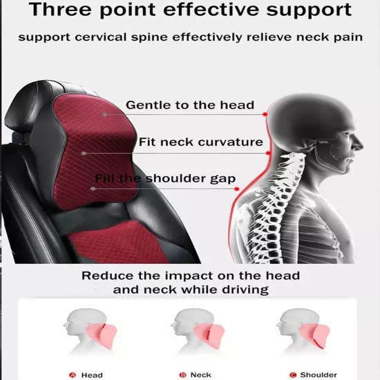 Car Headrest Neck Pillow Head Restraint Auto Travel Back Support Cervical Pillow