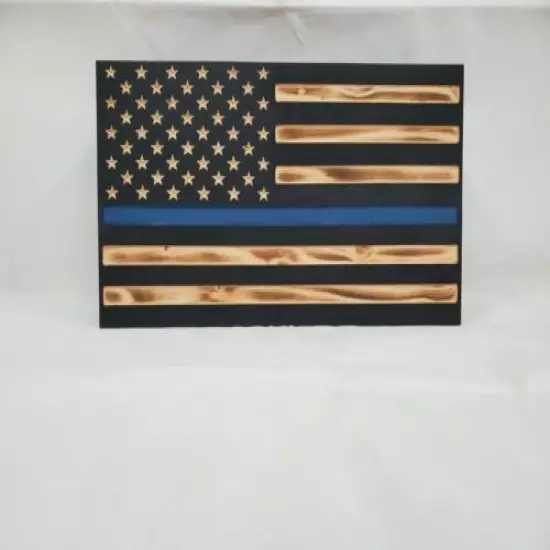 19" Thin Blue Line Black Burnt American Flag hidden gun storage police gear