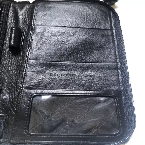 Brookstone Leather Black Zip Around ID Credit Card Travel Organizer