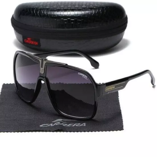 New Men's Women's Retro Sunglasses Large Square Frame Carrera Glasses+Box C49