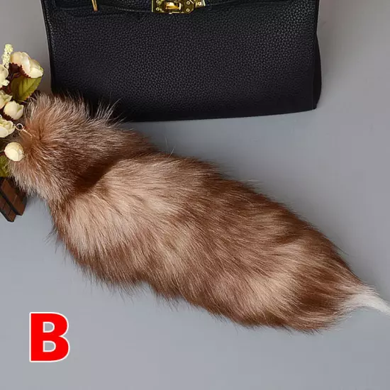 40CM Large Long Faux Fur Tail Keychain Key Ring Chain Bag Handbag Charm Decor