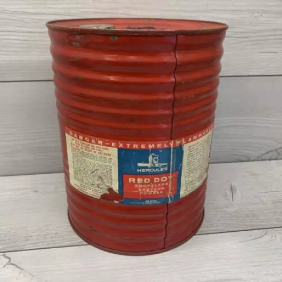 BIG antique Hercules Gun Powder Can Empty Vintage Advertising 12lb