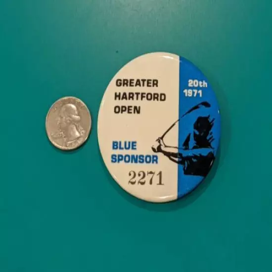 Rare HTF GHO Greater Hartford Open Golf Tournament Blue Sponsor 1971 Button Pin