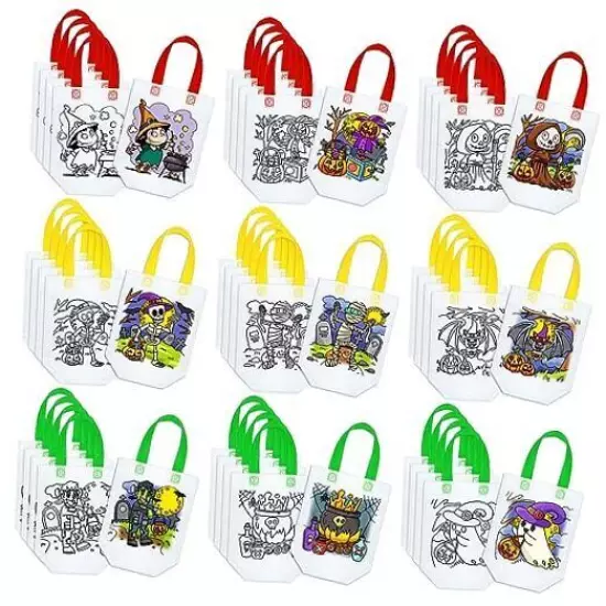 45 Pcs Cute Coloring Goodie Bags Reusable Halloween Art Party Favor Bags Skull