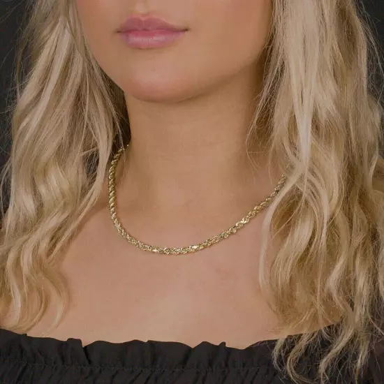 14k Gold Plated Over Solid 925 Sterling Silver Rope Chain 3.50mm