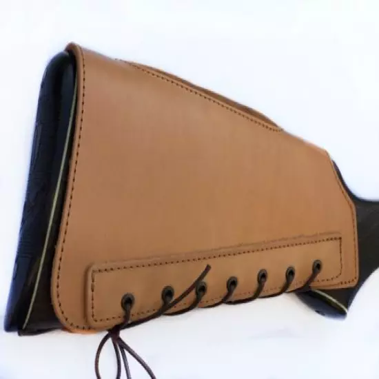 Genuine Leather Buttstock Cover Cheek Rest Padded Hunting Left or Right Handed