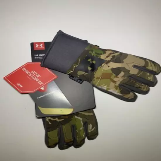 Under Armour UA Windstopper Camo Hunt Gloves Men's Size Small Primaloft New