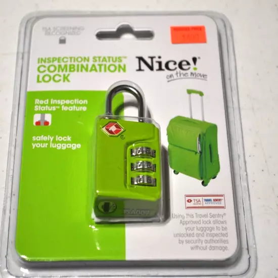 Luggage 3 Combination Lock TSA screening Recognized New! Green