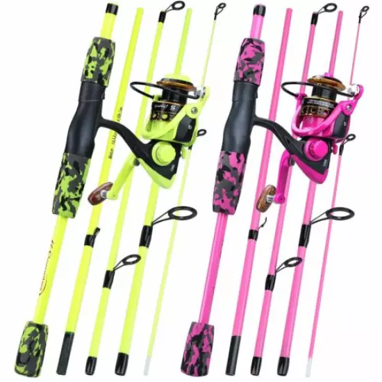 Spinning Fishing Rod And Reel Combo Spin Casting Lure Travel Pole Set 5 Sections