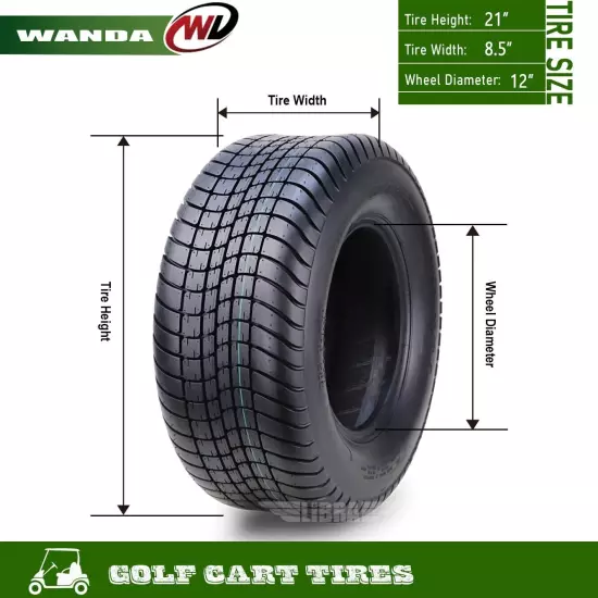 WANDA 215/50-12 Golf Cart ATV Tires 4 Ply 215/50x12 -Set 4 -14008