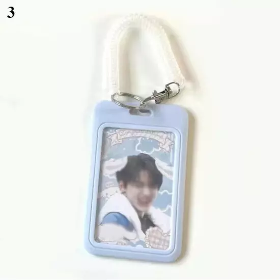 Cute ID Card Holder Bus Photo Case Badge Retractable Spring Lanyard w/ Keychain☆