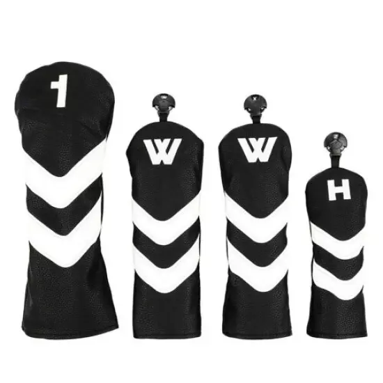 4pcs Woods Golf Head Covers Headcovers Set, Driver Fairway Hybrid Club Covers