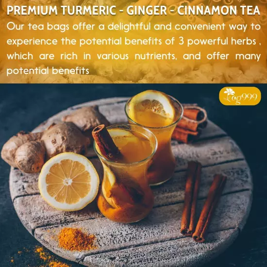 Special 30 Tea Bags Turmeric Ginger Cinnamon Tea 100% Natural Hand-made Blend...