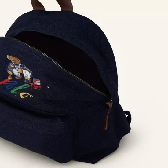 Ralph Lauren mens Polo Bear Canvas Backpack Navy